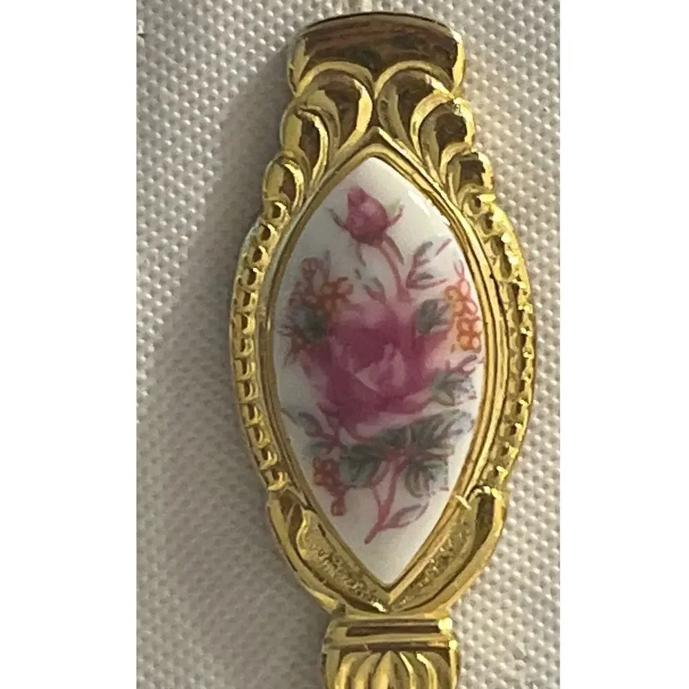 Hotel Lotte Baek San Royal Souvenir Spoon & Fork Gold Tone Victorian Flower